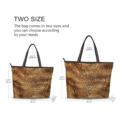 ALAZA Leopard Print Pattern Brown Women Tote Bag Handbag Large Capacity Shoulder Bags2