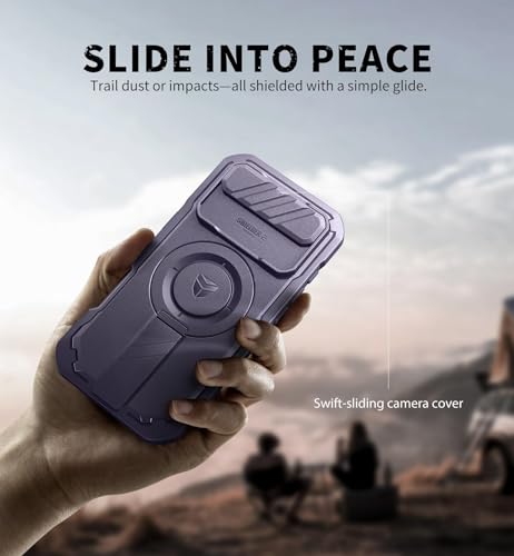 Image of Dexnor for iPhone 17 Air Case with Slide Camera Cover & Adjustable Kickstand & Built-in Screen Protector, Compatible Wireless Charging,Rugged Cases Heavy-Duty Protective Cover,Phantom Purple