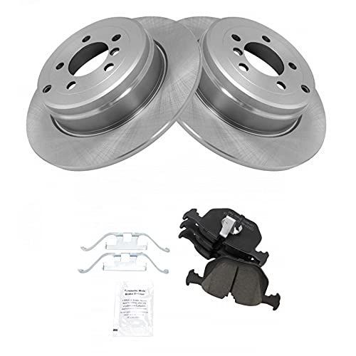 Image of TRQ Rear Brake Pad and Rotor Set Ceramic Solid Rotors | For 2003-2005 Land Rover Range Rover