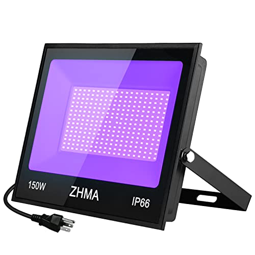 ZHMA 150W LED Blacklight Flood Light, Black Lights for Glow Party, Halloween, Neon Glow in The Dark, Fluorescent Poster, Body Paint, Birthday Party. IP66-Waterproof with Switch