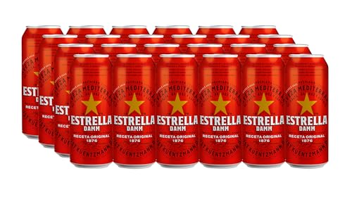 Estrella Damm | Cerveza Doble Malta | Cereales Tostados | Caja 24 Latas 50cl