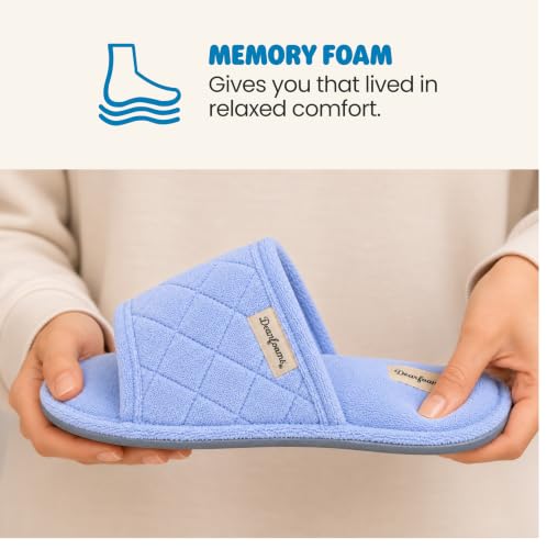 Image of Dearfoams womens Slipper Memory Foam Summer House Shoe Beatrice Terry Slide