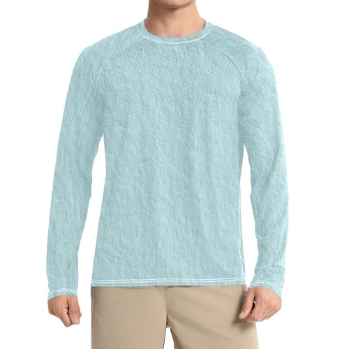 Camisas de natación para hombre azul claro transpirables de senderismo