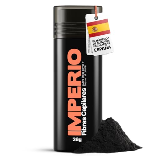 IMPERIO Fibras Capilares y Densificador de Cabello Algodón natural. Llena y engrosa su Cabello - Microfibras en Polvo - Para Mujeres y Hombres - 26g (Negro)