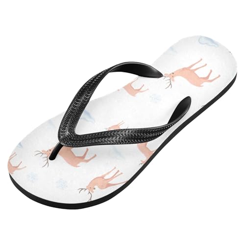 Burbuja Deer Snowflakes Flip Flops for Women Men, Soft Thong Sandals Rubber Slippers for Pool Beach Essentials2