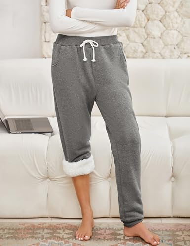 Image of Yeokou Women's Warm Sherpa Lined Athletic Sweatpants Joggers Fleece Pants