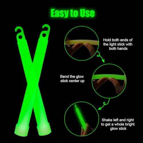 Ainiv 25 Premium Leuchtstäbe, Hochzeit oder Knicklichter Militär, Grün Leuchtstäbchen Lanyard Ultra Bright Glow in the Dark Stab für Weihnachten, Halloween, Abschlussfeier, Campingzubehör – Bild 5