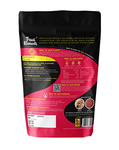 Image of True Elements Quinoa Flour 1kg - Quinoa Atta | Gluten Free | Rich in Dietary Fibre | Protein Rich - Soft Rotis | Improves Gut Health | Protein & Vitamins | No Preservatives (Pack of 2)