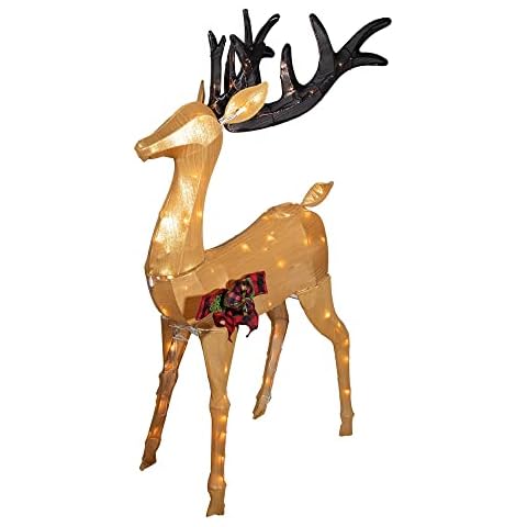 Good Tidings Shiny Gold Lighted Outdoor Christmas Decoration Figurine Statue (Deer, Buck) 48" Cover