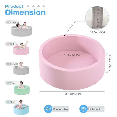 Image of SHJADE Foam Ball Pit, 35.4 inchx 11.8 inch Ball Pits for Toddlers-Pink | Soft Memory Sponge Round Playpen Ball Pool for Kids, Ideal Gift for Babies, Indoor and Outdoor Game, Balls not Included