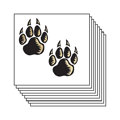 Metallic Gold & Black Wolf Paw Prints Temporary Tattoos (20-Pk) | Skin Safe
