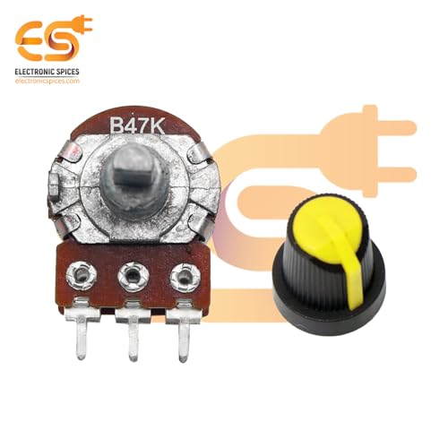 Image of Electronic Spices 47k 6Pin Dual Potentiometer Volume Pot 47K with Knob for Multiple Applications (4Pcs Each)