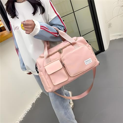 Image of CLAPONE 44 cms Gym Bag for Women Nylon Travel Bags for Women /Duffle Bags /Foldable, with Shoe CompartmentLuggage /Foldable Vanity Travelling Handbags /Gym Shoulder Bag /Duffle Bag (Pink-Gym Bag)