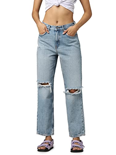 ONLY Damen Onlrobyn X Hw St L Ak Ds DNM Dot478noos Jeanshose, Medium Blue...