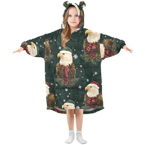 Couverture à capuche enfants aigles de Noël plaid polaire surdimensionné