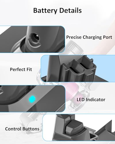 21.6v 6000mAh Replacement for V6 Battery Compatible with DC58 DC59 DC61 DC62 SV03 SV04 SV06 SV07 SV09 Absolute Animal Motorhead Handheld Cordless Vacuum Cleaner