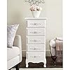 Fully assembled white lingerie dresser tall skinny chest wood nightstand for bedroom girls dresser antique furniture baby nursery storage free standing jewelry organizer with queen anne legs  urban country home decor