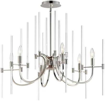 Divine - 6 Light Chandelier in Glam Style-23.5 Inches Tall and 30 Inches Wide-Polished Nickel Finish