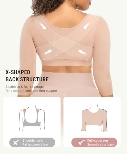 Image of FeelinGirl Arm Shaper for Women Post Surgery Arm Lipo Compression Sleeves Slimming Arm Faja Front Closure Shapewear Bra