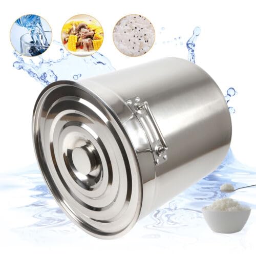 Pentola per zuppa in acciaio inox con coperchio, 50 litri, con manici, per stufare, 41,5 x 40 cm