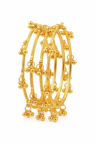 Image of Kashmiri Traditional Bangles Set for Women | Gold Plated /Silver Plated Handcrafted Ghungroo Bangles | Ethnic Bridal Festive Jewellery | Pack of 8