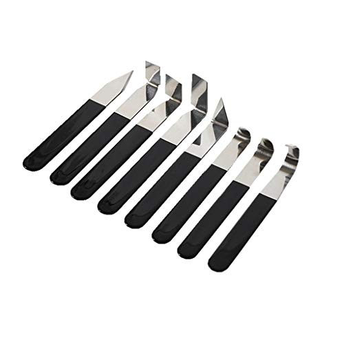 DerBlue 8 pcs Pottery Tools, Stainless Steel Carving Shaping Knives Clay Sculpture Hand Tools Set for Carving, Shaping, Clay Sculpture, Modeling