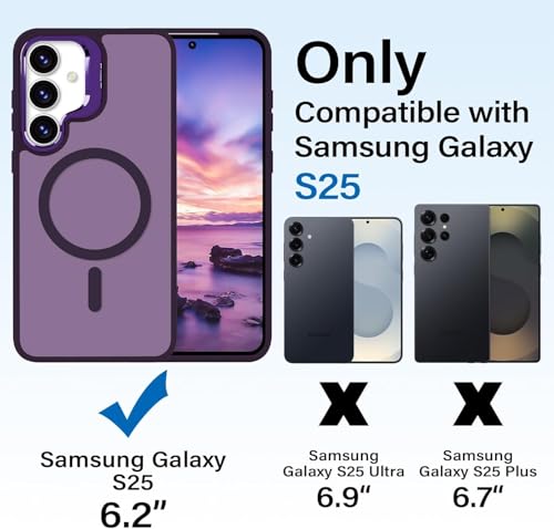 Image of DIZORO Samsung Galaxy S25 Case Compatible with Wireless Charging, with Camera Stand, Military Grade Drop Tested,Translucent Hard Back Soft Edge Back Cover Deep