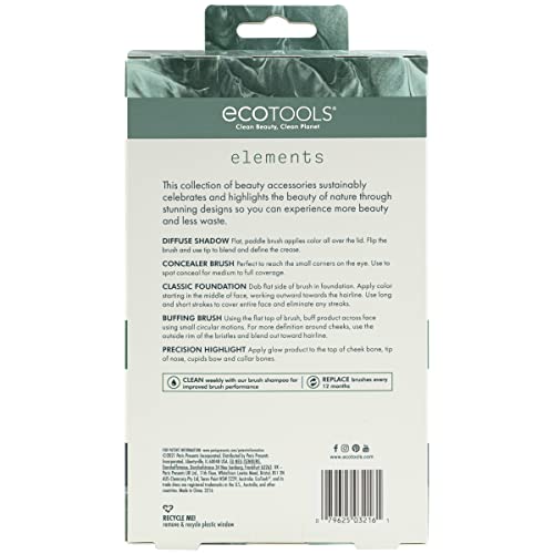EcoTools Elements Limited Edition Conjunto de pincéis de maquiagem super naturais para rosto, bochec