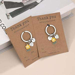 Teacher appreciation gifts in bulk flower intial keychain teacher personalized gifts  urban country home decor