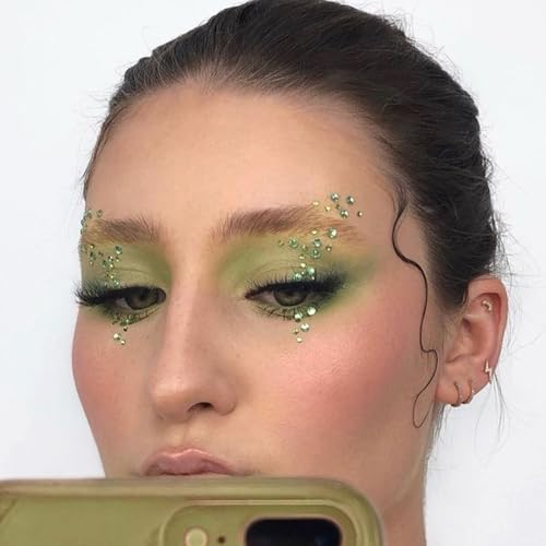 Image of NOOEPC Green Face Gems Hair Gems, Self-Adhesive Face Jewels Eye Jewels Rhinestones 3 /4 /5 /6 mm DIY Face Gems Stick on, Christmas Makeup Rhinestones Gems Rave Accessories for Face Eyes