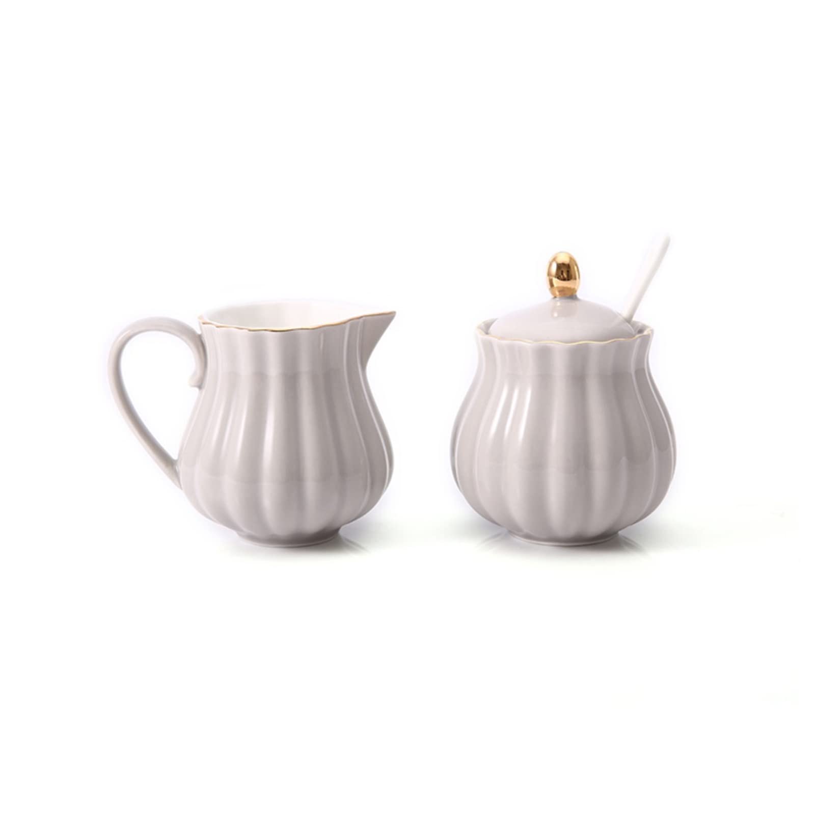 Pot de Sucre 2pcs / Set Sugar Bowl Européenne Sucre Creamer Pot Distributeur de Lait Candy Bol Jar Conteneur Thé Céramique Tea Vaisselle Bol à Sucre (Color : Khaki)