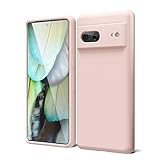 oakxco for Google Pixel 7 Phone Case Liquid Silicone, Cute Thin Slim Soft Rubber TPU Plain Smooth Gel Cover for Women Girl Aesthetic Design, Matte Solid Protective & Shockproof Bumper Grip, Pink Sand