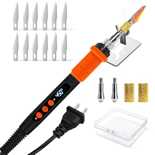 K KERNOWO Digital Hot Knife Foam Cutter, 450°C Max Heat Electric Craft Knife for 3D Print Support Removal, Shaping Cosplay EVA Foam & Plastic Cutting Tool, Hobby Knife Kit with Storage Bag