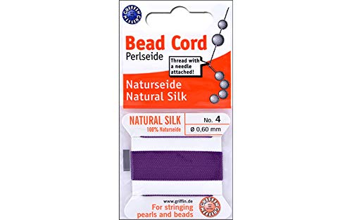 Beadalon Griffin 100% cordão de contas de seda Sz4 2M Amethy