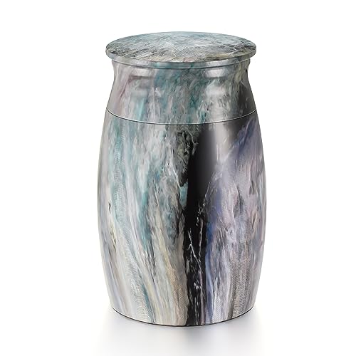 Abooxiu 3 Inch Marble Aluminium Mini Cremation Urn - Small Human Ashes Keepsake Urn