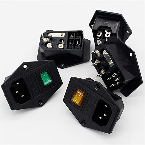 Toma de corriente AC con interruptor basculante y conector portafusibles de 3 pines 5