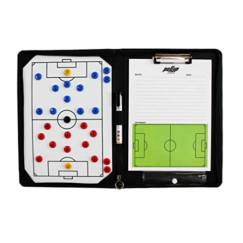 Pepup Soccer Tactic Magnetic Coaching Board Folder for Strategy- Includes Magnet Board, Clipboard Notepad, Marker Coins, & Pen, Ideal for Referee Coaches Gifts, Football Tactical Soccer Training Drill