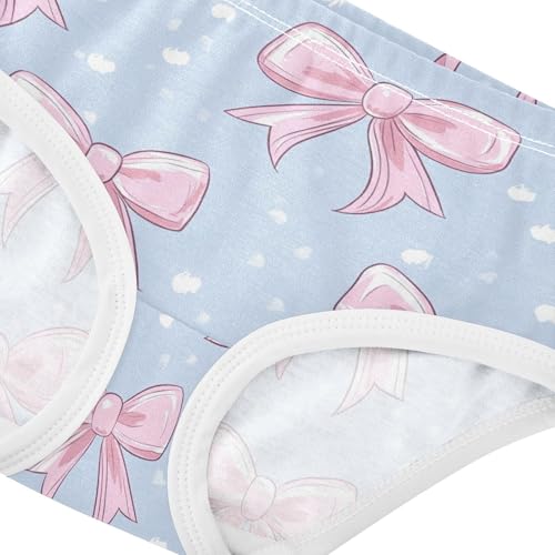 Wusikd Cute Pink Bows Girls' Underwear Cotton Ribbons Girls Briefs Soft Toddler Underwear 2T4