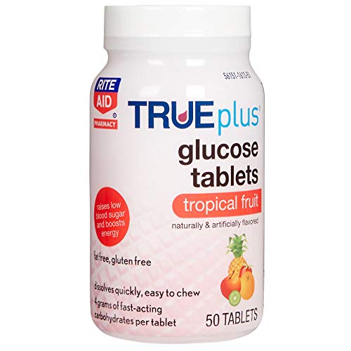 Rite Aid Glucose Tablets, Tropical Fruit, 50 Count | Blood Sugar Support Supplements for Diabetics