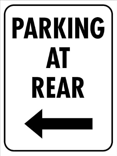 Retro 8"x12" Metal Tin Sign - Parking At Rear Left Arrow For Shop Yard Man Cave Garage Outdoor
