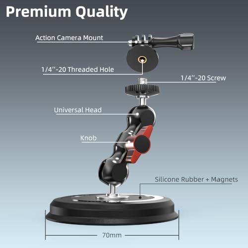 Fixation aimantée Pocket 3 robuste et bras articulé orientable