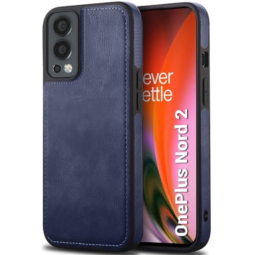 Image of TheGiftKart Genuine Leather Finish Back Cover Case for OnePlus Nord 2 5G / Nord 2 Pac-Man Edition | Shockproof Design | Camera & Screen Protection | Stunning Minimalist Design Back Cover Case