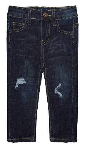 KIDSCOOL SPACE Little Girls Boys Jeans,Elastic Band Inside Ripped Straight Fit Stretchy Soft Denim Pants