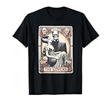 Retro Halloween Frankenstein Tarot Card T-Shirt - Unisex Adults - Black - Small - Short Sleeve - Regular Fit - Cotton 100%, Polyester Blend - Halloween, Retro, Couples, Tarot Card Fans, Unisex