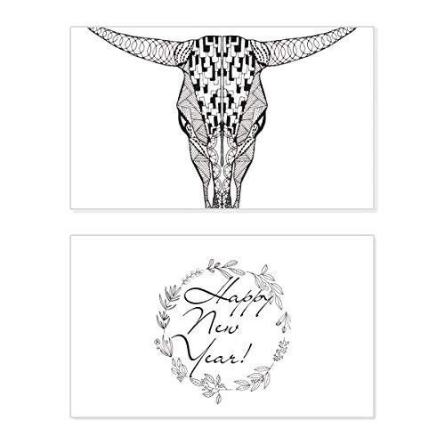 Tarjeta de felicitación de año nuevo con diseño de vaca Long Face original para fiestas