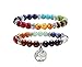Jovivi Lot de 2PCS 7 Chakra Pierres Naturelles Perles d'Energie Bracelet Extensible Elastique Tibetain Bouddhiste avec Pendentif Arbre de la Vie