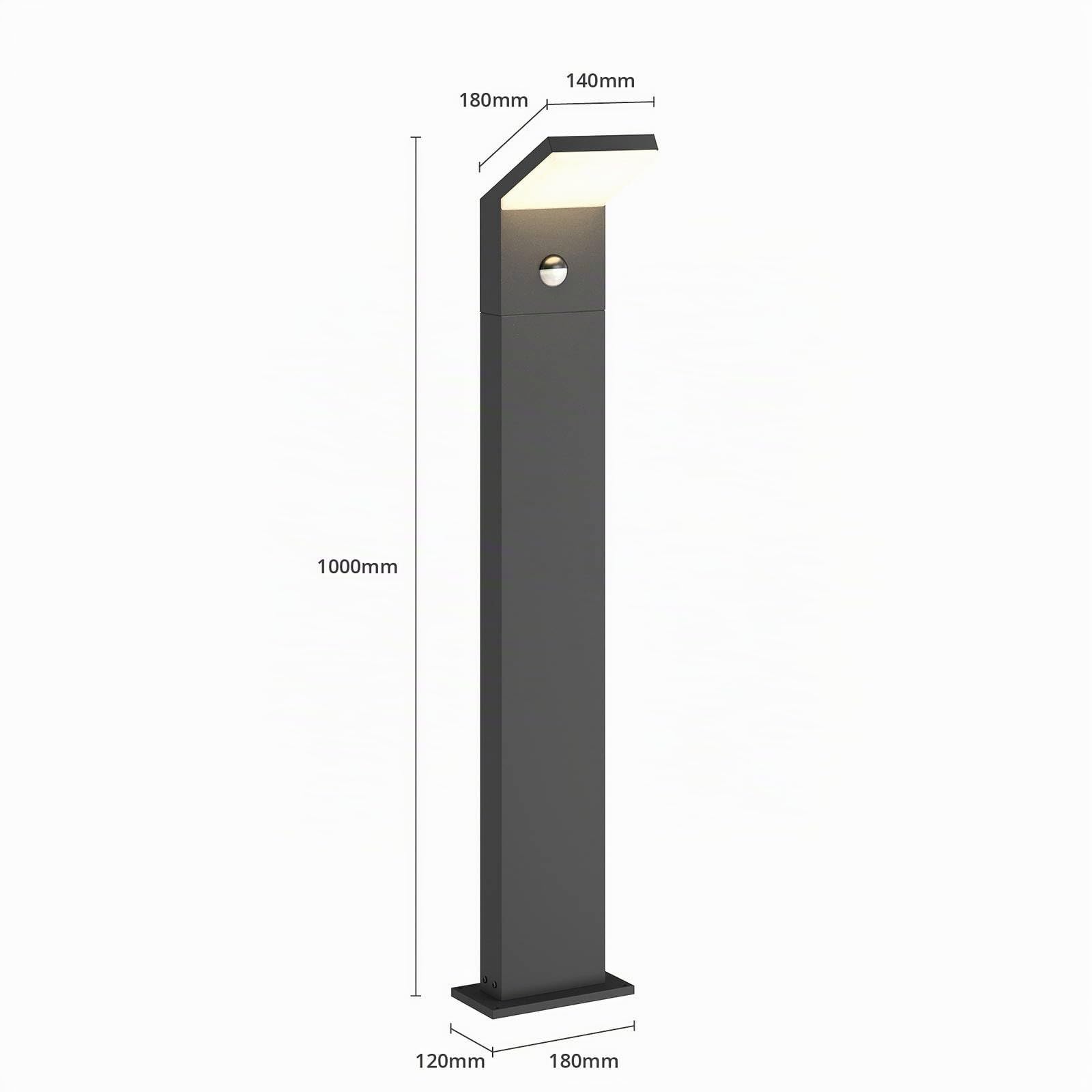 Arcchio LED Außenleuchte Yolena mit Bewegungsmelder (spritzwassergeschützt (Modern) in Schwarz aus Aluminium (1 flammig,) - Wegeleuchte Pollerleuchte Wegelampe Sockelleuchte