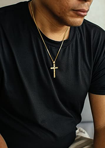 24K Gold Cross Necklace For Men Pendant Solid plated Clasp Women Thin for Charms Miami Cuban Link Diamond Cut2