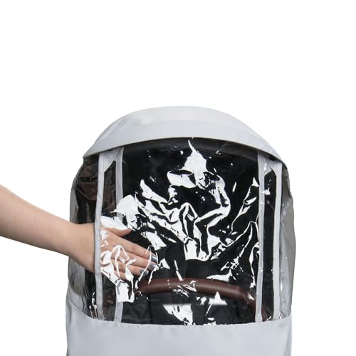 Image of Hauck Rain Cover for Baby Bath and Buggy Walk N Care, Easy Access Viewing Window, Universally Adjustable Thanks to Drawstring, Water and Sun Visor, Small Foldable, PEVA Film Grey