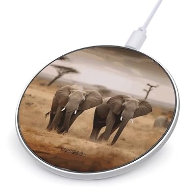 Wild Animals Elephants Wireless Charger 10W Fast Charging Pad Anti-Slip Qi Certified Wireless Charging Pad Charging Station Portable Phone Charger for All Wireless Charging Smartphone
